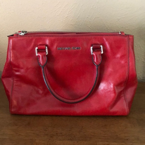Michael Kors Handbags - Michael Kors Red Leather Satchel